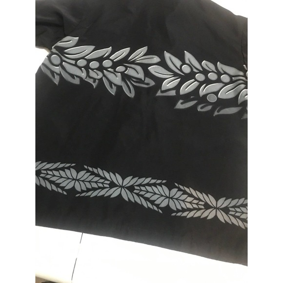 Hawaiiian Style Button Up Black Shirt Men XL Surf Board Flowers Hawaii - Picture 5 of 5